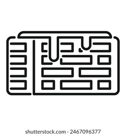 Simplistic labyrinth icon in a bold black and white line art style