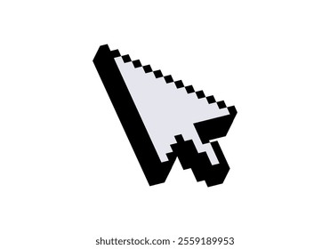 A simplistic, large pixelated arrow cursor icon with a bold black outline pointing upward.