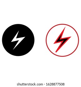 Simplistic lightning design. Flat colored simplified logo. Icon representing power, speed and electricity. Thunder vector illustration.