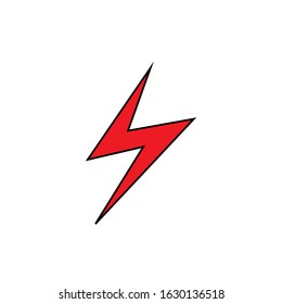 Simplistic lightning design. Flat colored simplified logo. Icon representing power, speed and electricity. Thunder vector illustration.