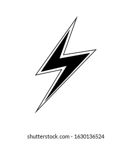 Simplistic lightning design. Flat colored simplified logo. Icon representing power, speed and electricity. Thunder vector illustration.