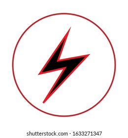 Simplistic lightning design. Flat colored simplified logo. Icon representing power, speed and electricity. Thunder vector illustration.