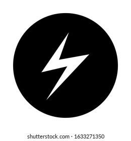 Simplistic lightning design. Flat colored simplified logo. Icon representing power, speed and electricity. Thunder vector illustration.