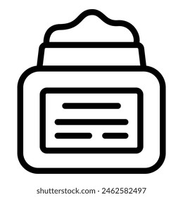 Simplistic line art of a cream jar icon in black and white, ideal for cosmetic designs