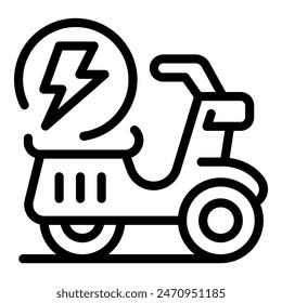 Simplistic line art icon of an electric scooter representing ecofriendly transportation