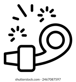 Simplistic line art icon representing a whistle, commonly used for sports or emergency signaling