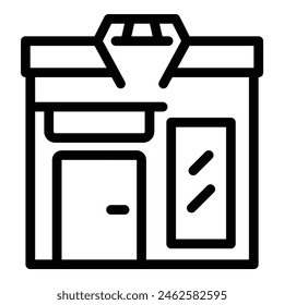 Simplistic line art icon of a shop, suitable for web and print purposes