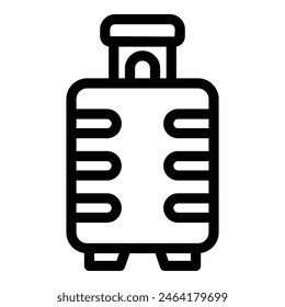 Simplistic line art representation of a rolling travel suitcase, suitable for various travel designs