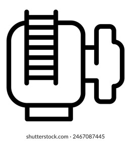 Simplistic line art style illustration of a mailbox icon in black and white