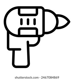 Simplistic line drawing of an electric drill, suitable for toolrelated designs and symbols