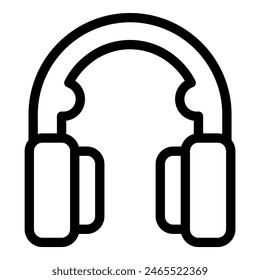 Simplistic line drawing of headphones in black and white, ideal for icons or logos