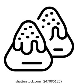 Simplistic line drawing icon of two traditional rice dumplings, ideal for decoration and culinary themes