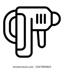 Simplistic line drawing of a pistol in black and white, suitable for logos or icons