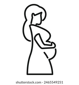 Simplistic line drawing of a pregnant woman cradling her belly