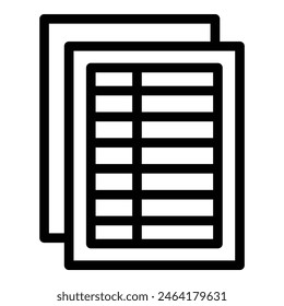 Simplistic line drawing of stacked paper documents, ideal for use in officerelated themes