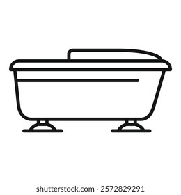 Simplistic line drawing of a vintage clawfoot bathtub, ideal for icons or minimalist designs