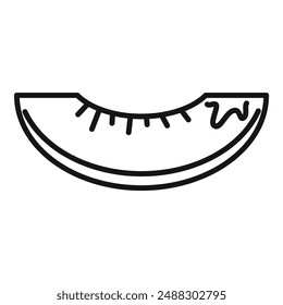 Simplistic line drawing of a watermelon slice in monochrome, perfect for coloring activities or minimalist designs