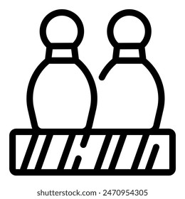 Simplistic line icon featuring a pair of bowling pins, ideal for sports or gamethemed designs