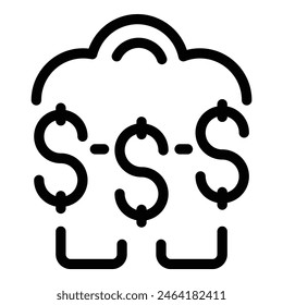 Simplistic line icon representing the cost associated with cloud services and economy