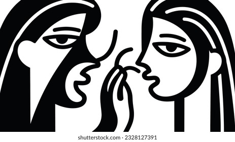 Simplistic Love: Cubism Minimalist Line Drawing of Affection