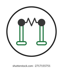 A simplistic and minimalist diagram illustrates a resistor element in an electrical circuit. The design uses black, white, and green colors and is presented as an isolated vector graphic for easy