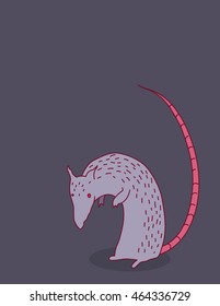 A simplistic modern four color illustration of a evil rat.