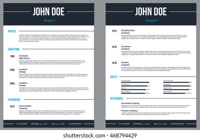Simplistic modern resume cv curriculum vitae template with stripes