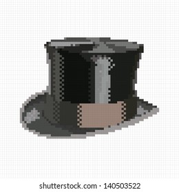 Simplistic pixel vintage top hat