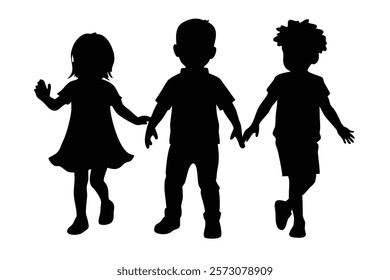 Simplistic Standing Children Silhouettes for Art Pieces
