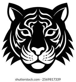 Simplistic Tiger Face Silhouette for Artistic Decor