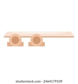 Simplistic vector design of a flat wooden bench, suitable for parks and garden scenes