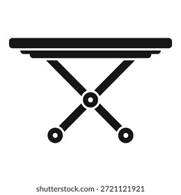 Icono de Vector simplista que representa una mesa plegable en monocromo