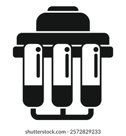 Simplistic vector icon representing a camera lens in bold black and white contrast