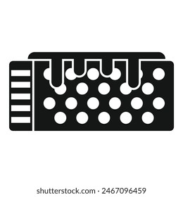 Simplistic vector icon representing a musical keyboard in black and white