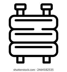 Simplistic vector illustration of a bench in a monochrome line art style