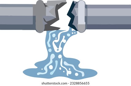 Simplistic Vector Illustration of Water Escaping from a Metal Pipe