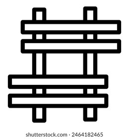 Simplistic vector illustration of a wooden fence icon in monochrome black and white