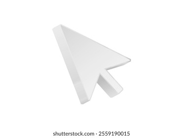 A simplistic white cursor icon, designed in the shape of an arrow, displayed on a plain surface.