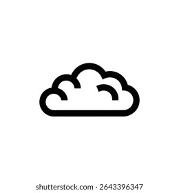 A simplistic yet bold black cloud icon, isolated against a clean white background, evoking themes of weather, climate, and atmospheric science.