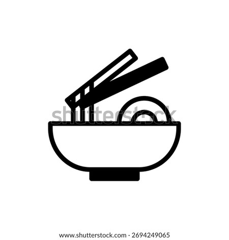 A simplistic yet eye-catching illustration depicts a delectable noodle bowl complemented by chopsticks. Perfect for culinary blogs, food-related designs, or branding material. Represents asian