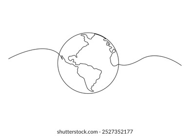 Ilustração de vetor de contorno de globo terrestre de uma linha contínua simples para moderno 
