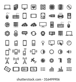 Simplus icons series. Network and mobile devices. 64 universal vector icons