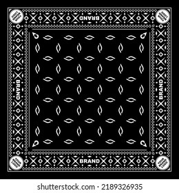 Simply Bandana decorated with white geometric ornament lines that can be applied to fabrics of various colors