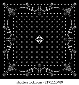 Simply Bandana decorated with white geometric ornament lines that can be applied to fabrics of various colors