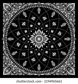 Simply Bandana decorated with white geometric ornament lines that can be applied to fabrics of various colors