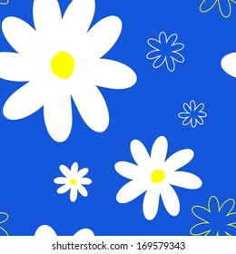 Simply camomile vector seamless pattern