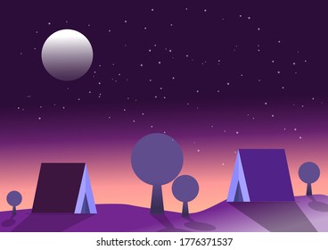 Simply Camping Starry Night Full Moon Nice Weather