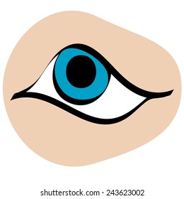 Simply cartoon vector art stylized blue eye