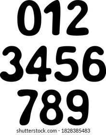 simply casual comic black number set. Vector illustrations.