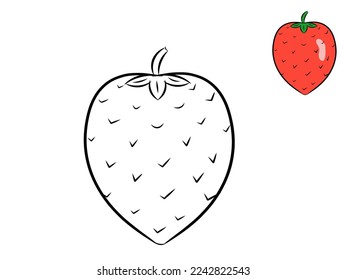 Simply coloring book for children. Strawberry vector